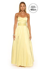 Lucy Yellow Strapless Satin Formal Maxi Dress Image