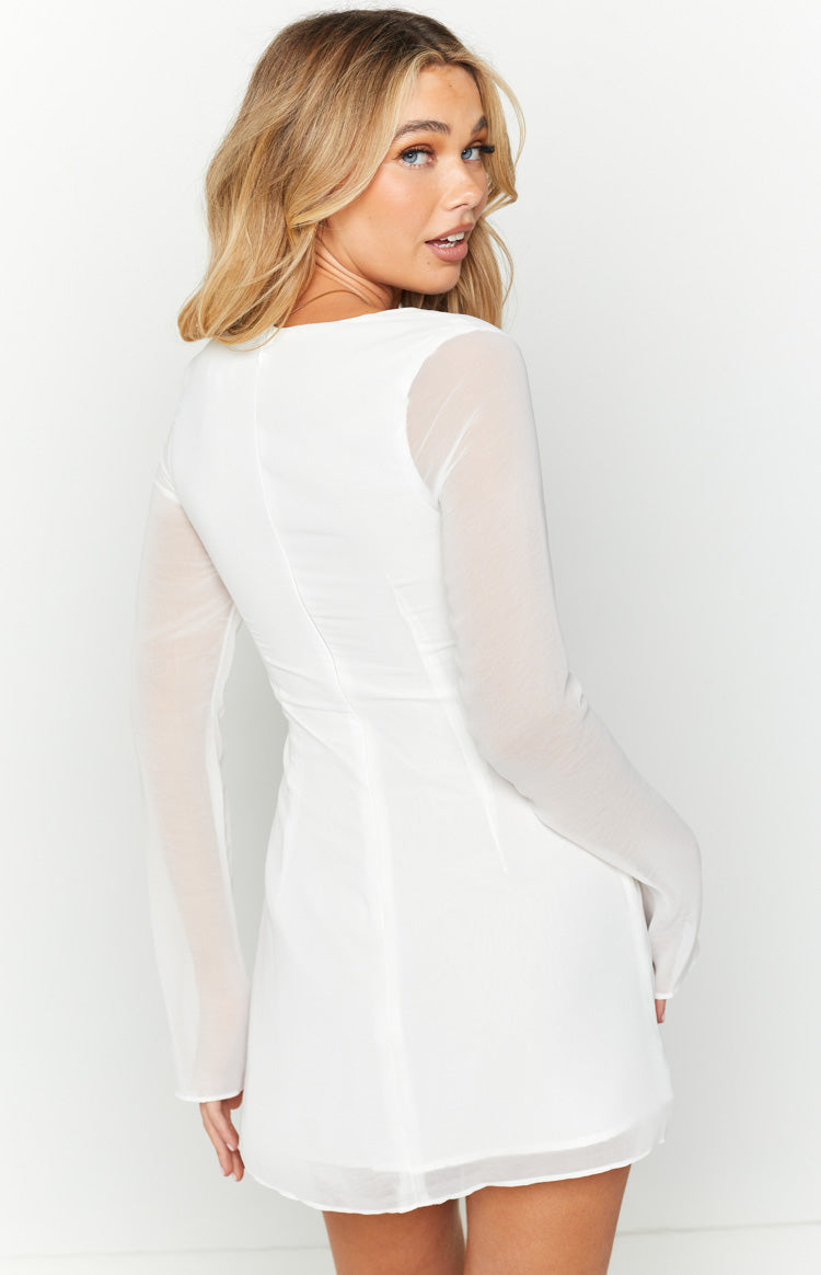 Lucy White Long Sleeve Mini Dress Image