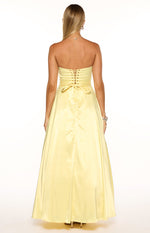 Lucy Yellow Strapless Satin Formal Maxi Dress Image