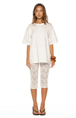 Lydia White Lace Mid Rise Capri Pants - PRE ORDER
