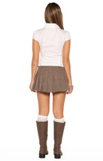 Maggie Brown Herringbone Mini Skirt