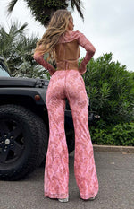 Main Act Pink Swirl Snake Print Pants