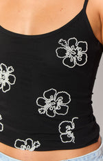 Mallorie Black Beaded Top Image