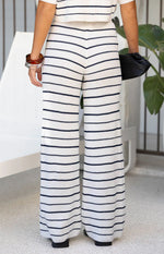 Maple White Navy Stripe Knit Pants
