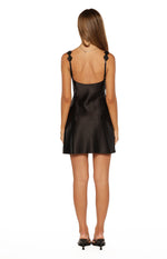 Marbelle Black Satin Mini Dress Image