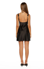 Marbelle Black Satin Mini Dress