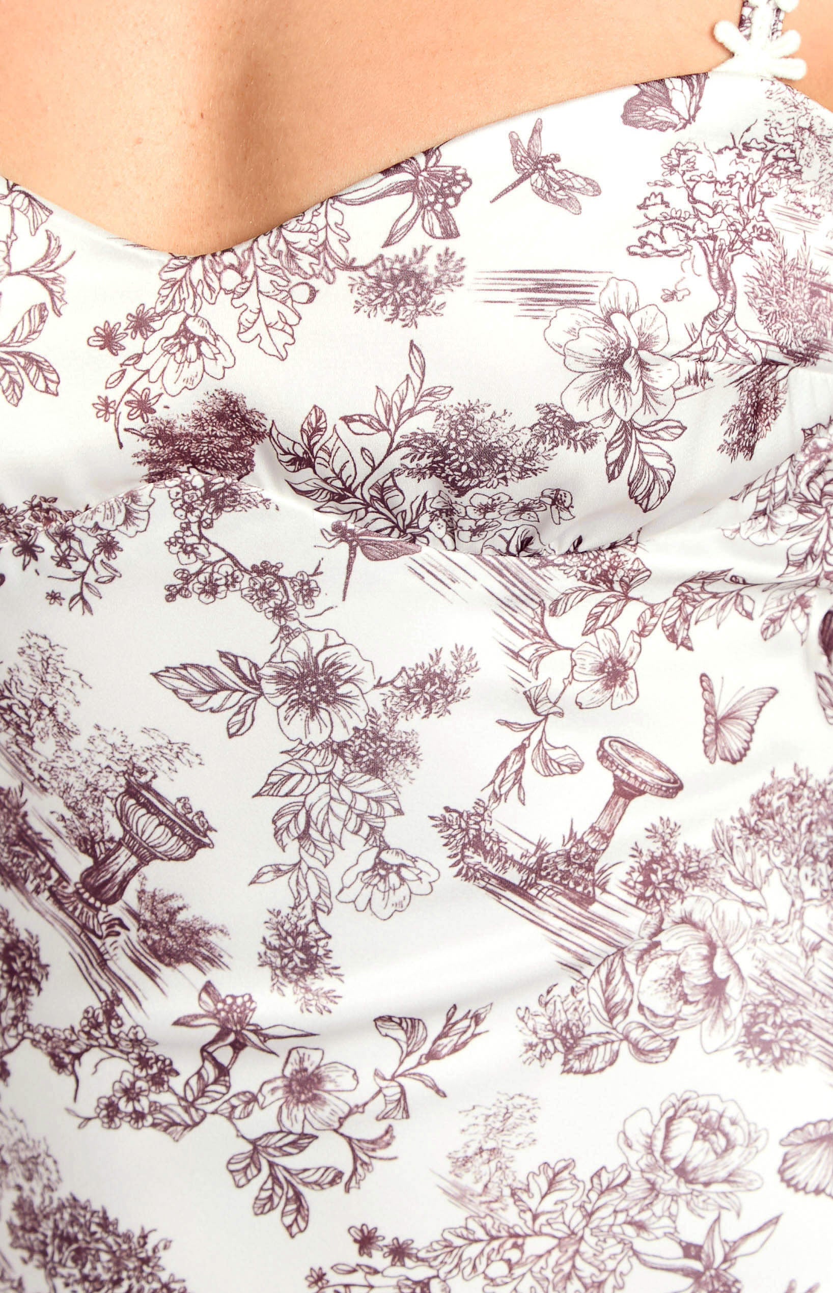 Marbelle Brown Garden Print Satin Mini Dress Image