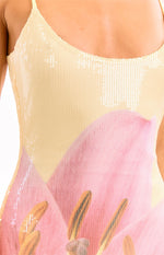 Marchelle Yellow Floral Sequin Maxi Dress Image