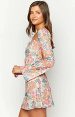 Marienne Pink Sequin Floral Print Mini Dress