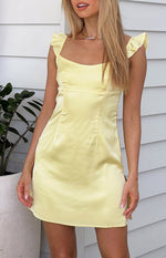 Marigold Muse Yellow Satin Mini Dress Image