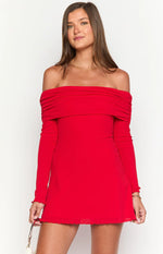 Mary Red Long Sleeve Mini Dress