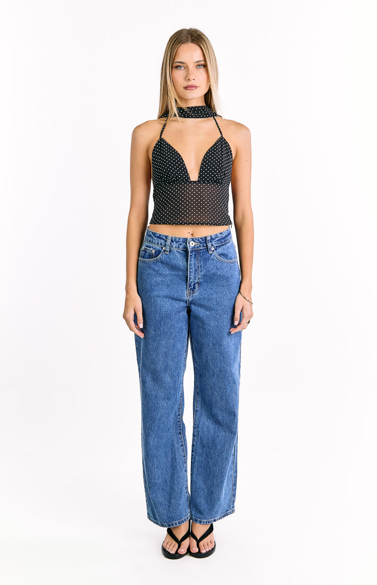 Maye Black Polka Dot Top Image