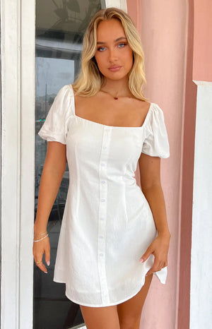 Maysen White Cap Sleeve Mini Dress