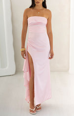 Merlo Light Pink Strapless Formal Maxi Dress Image