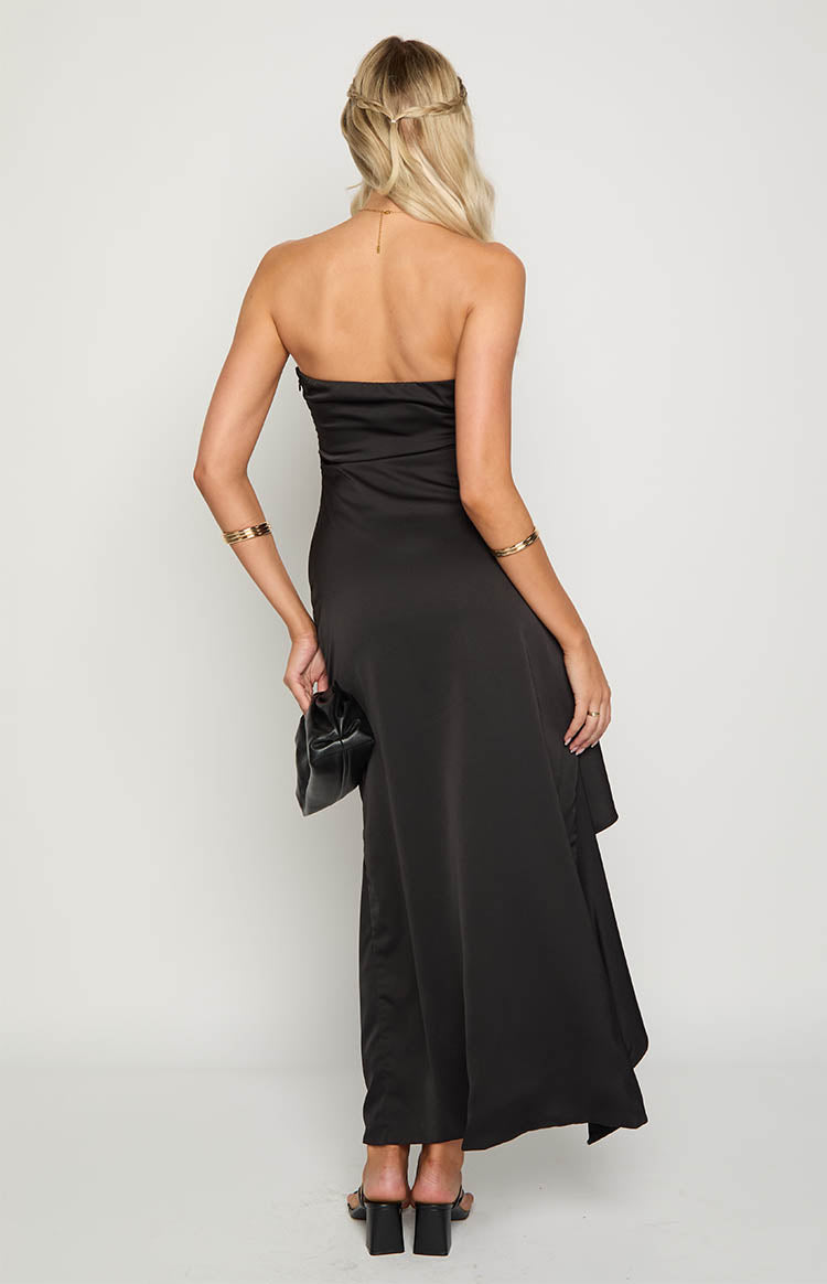 Merlo Black Strapless Formal Maxi Dress Image