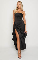 Merlo Black Strapless Formal Maxi Dress Image
