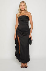 Merlo Black Strapless Formal Maxi Dress Image