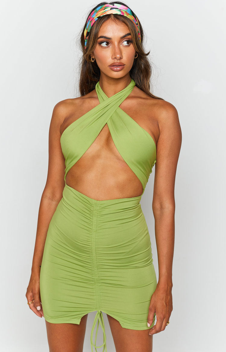 Mia Cross Neck Dress Green Image