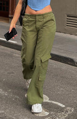 Millie Khaki Low Rise Cargo Trousers Image