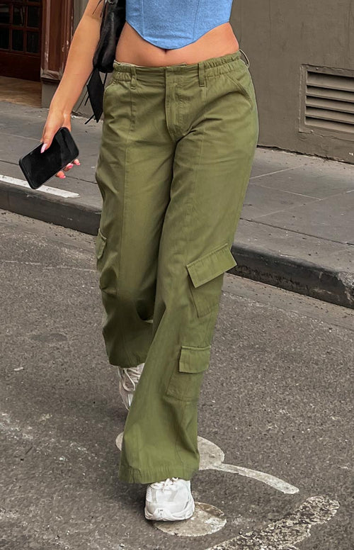 Millie Khaki Low Rise Cargo Trousers – Beginning Boutique NZ