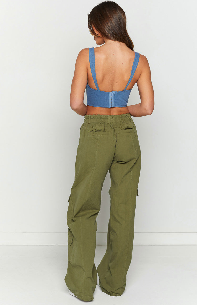 Millie Khaki Low Rise Cargo Trousers Image