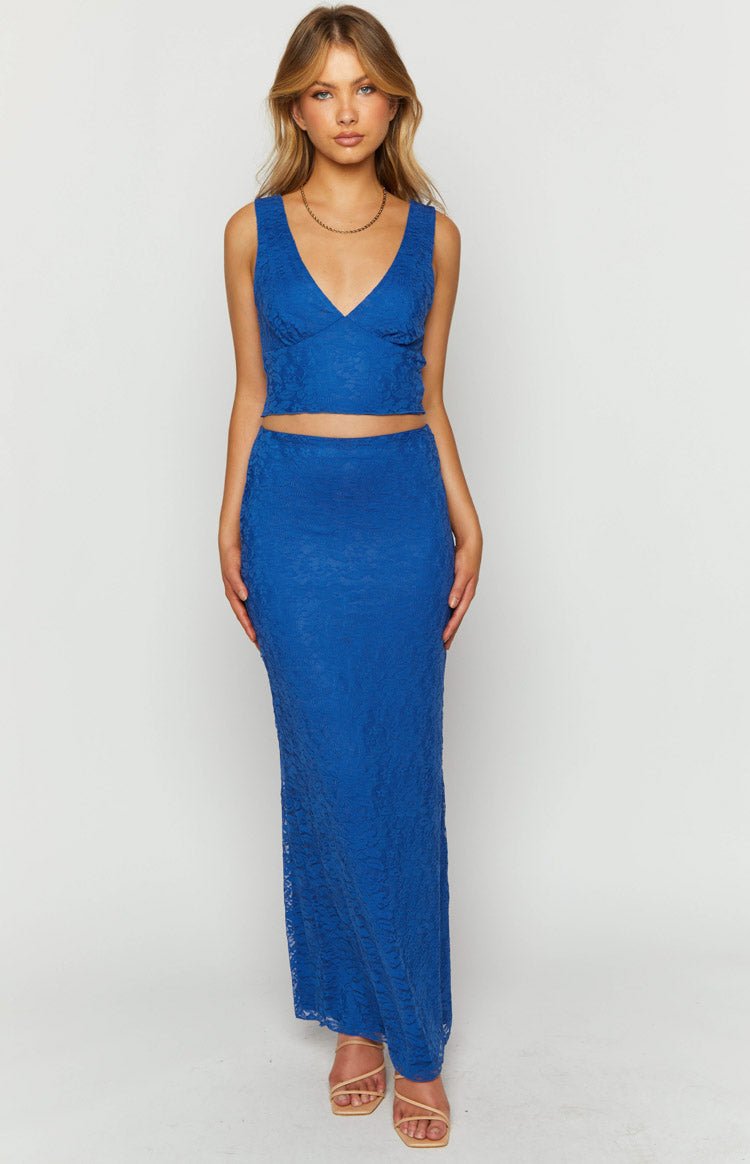 Mimosa Blue Lace Crop Top Image