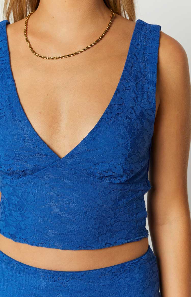 Mimosa Blue Lace Crop Top Image