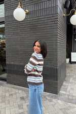 Misha Brown and Blue Stripe Button Down Cardigan