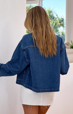 Mixie Mid Wash Denim Contrast Stitch Denim Jacket Image