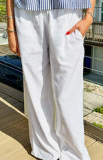 Moana White Linen Blend Pants