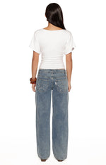 Muriel White Ruched Waist Jersey Top Image