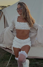My Love White Lace Short Sleeve Crop Top