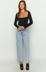 My Moment Black Ribbed Bodysuit