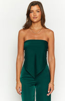 Beginning Boutique Mykonos Teal Scarf Top teal strapless asymmetric hem flowy top