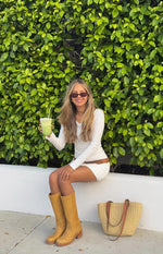 Myles White Long Sleeve Drop Shoulder Mini Dress