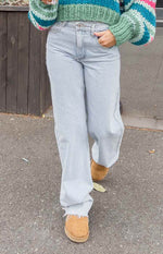 Kansis Light Blue Uneven Waist Jeans