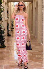 Arizona Red Tile Print Maxi Dress Image