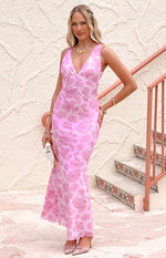 Beck Pink Floral Maxi Dress