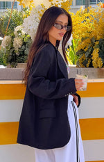 Cassy Black Linen Blend Blazer