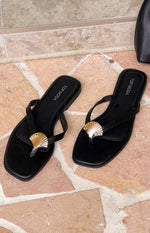 Eastside Black and Gold Thong Sandals Image