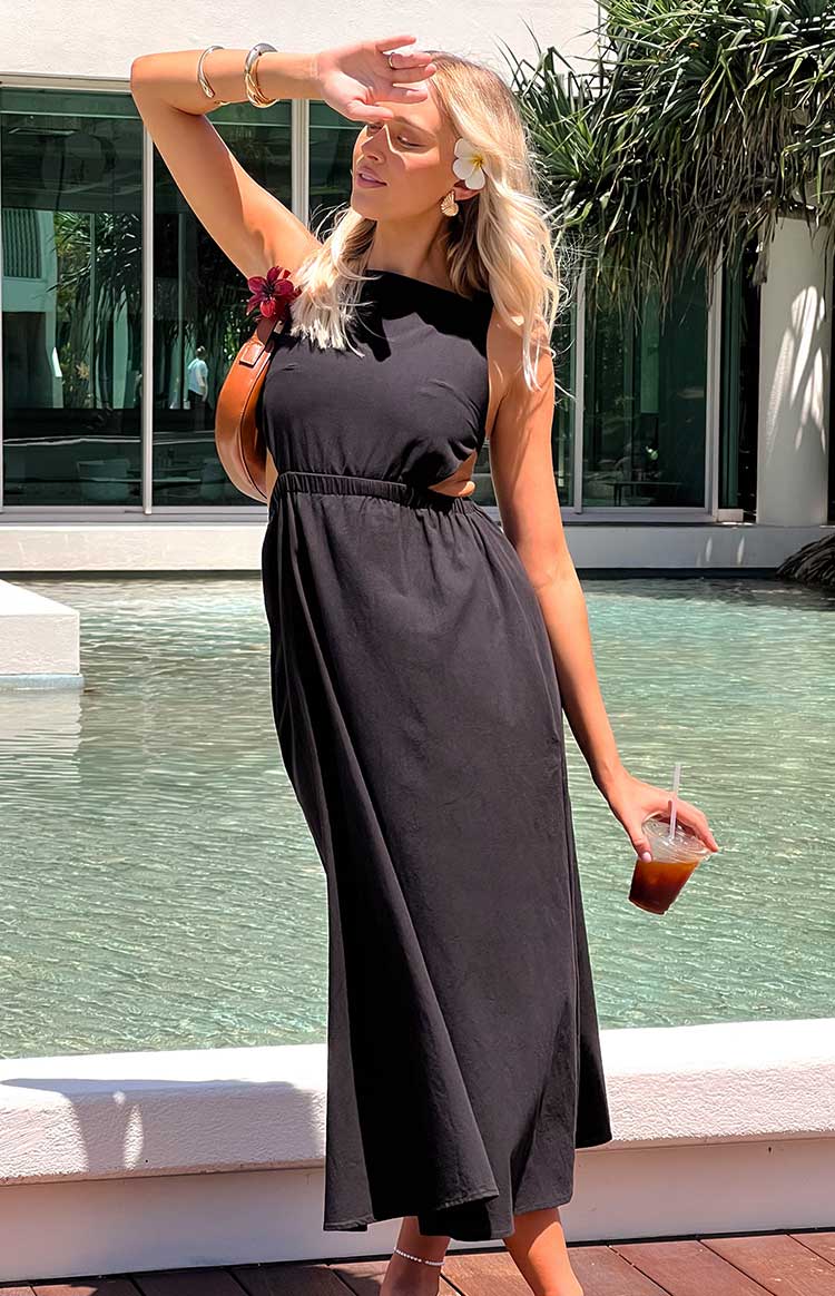 black midi dress nz Kensie Black Backless Midi Dress