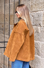Suki Tan Suede Oversized Jacket