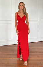 Nahanee Red Ruffle Maxi Dress Image