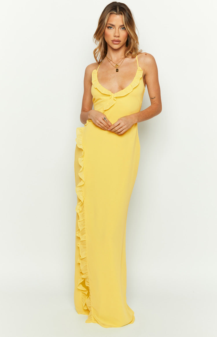 Nahanee Yellow Ruffle Maxi Dress Image