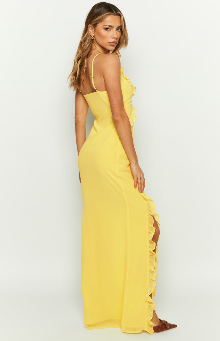 Nahanee Yellow Ruffle Maxi Dress Image
