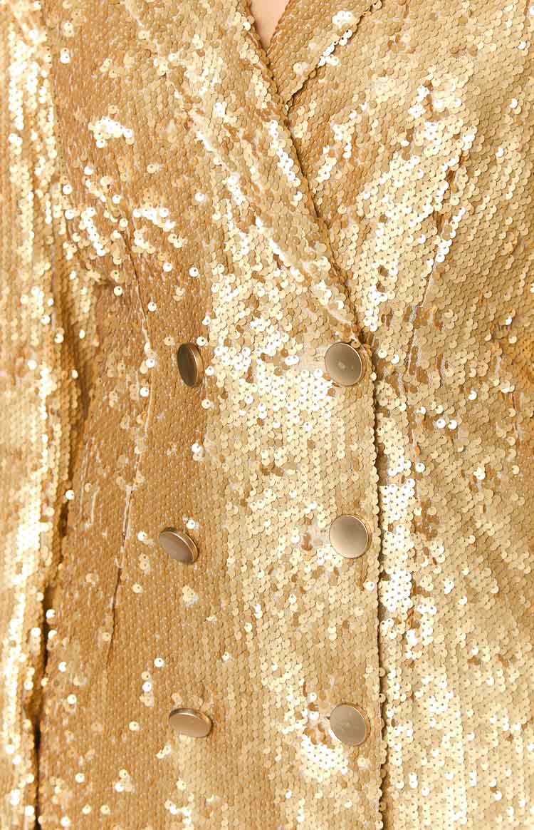 Natalie Gold Sequin Blazer Mini Dress Image