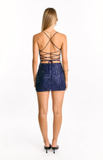 Nelly Navy Sequin Party Mini Dress Image