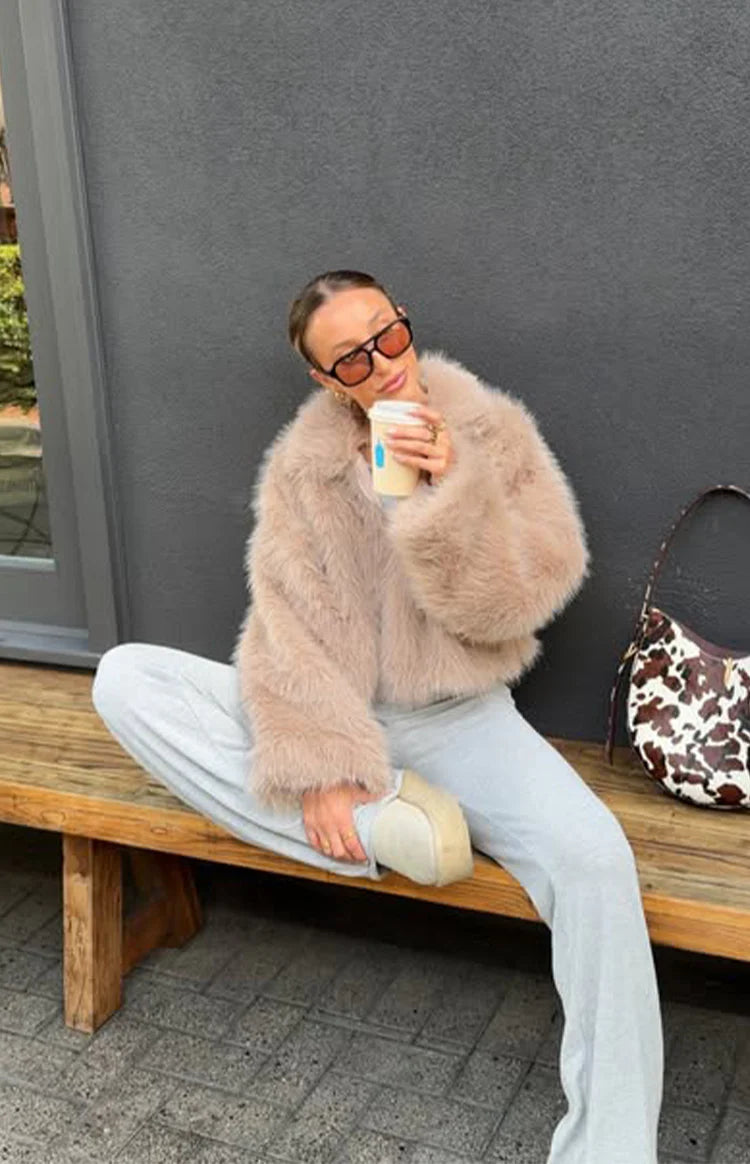 Nero Light Brown Faux Fur Jacket