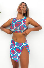 Nora Blue Print Mini Skirt Image