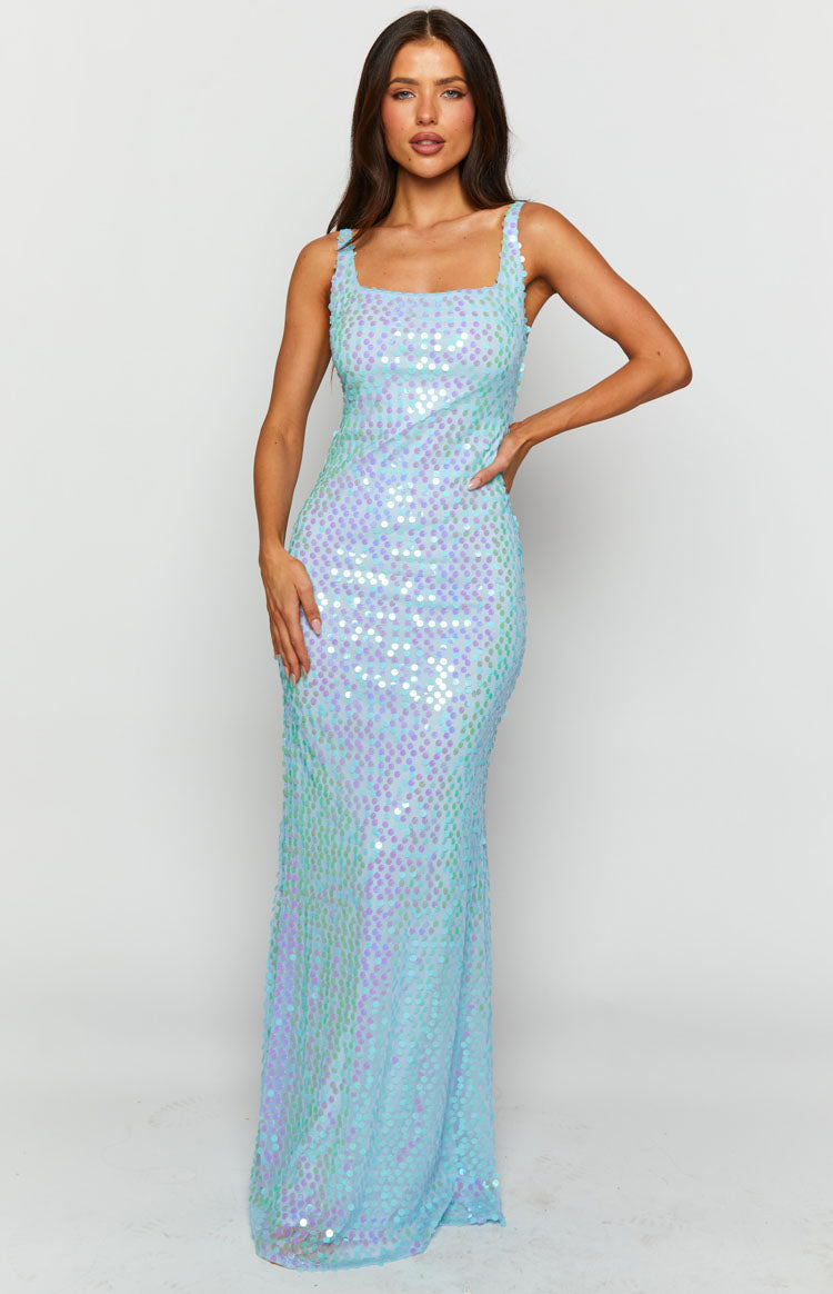 Nova Blue Sequin Maxi Dress Image